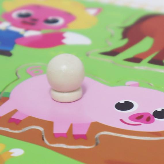 Сертифицировано KC - Деревянный пазл-вкладыш Pinkfong – Фрукты, Домашние животные (4 шт) (3 варианта)