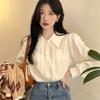 Повседневная женская рубашка Premium Sense of White Shirt Женская дизайнерская рубашка Sense Niche с длинными рукавами Универсальные шикарные топы Темперамент Элегантный модный топ