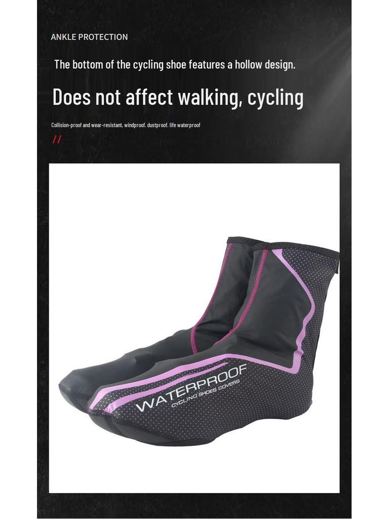Windproof Waterproof Winter Cycling Shoe Covers - Warm PU Fabric