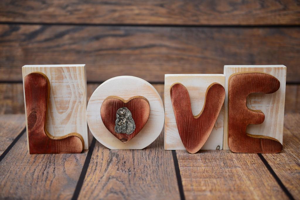 Poodle - wooden LOVE sign, interior decoration with a dog, charming ornament for the shelf by Art-Dog brand