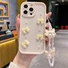 Элегантный 3D Бант Цепочка с Искусственным Жемчугом Силиконовый Чехол для Телефона Для iPhone 11 12 13 14 15 16 Pro Max 16E XS X XR 7 8 Plus SE Мягкий Чехол