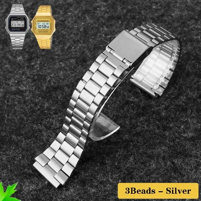 Ретро Маленький Квадратный Металлический Ремешок Для Часов CASIO A159w-n1 A158WA/168 LA670 AE-1200/W-218H/F84 Браслет Из Нержавеющей Стали 18мм