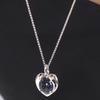 Dfarbe White Gold Blue Sand Stone Eternal Heart Pendant Necklace
