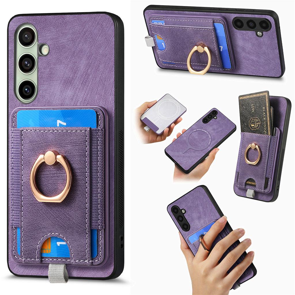 For Samsung Galaxy A26 5G Magnetic Case PU Leather Back Cover with Detachable Card Holder