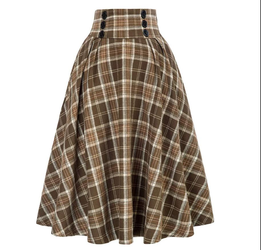 Винтажная художественная юбка-трапеция миди большого размера в клетку с эффектом кисти