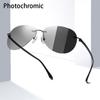 Non-polarized Color-changing Sunglasses for Men Ultra Light Rimless Night Vision Eyeglasses Fashion Driving Photochromic Eyewear