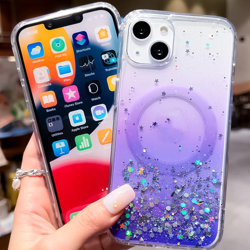 Чехол для iPhone 17: Эпоксидный, С блестками, Магнитный - Совместим с iPhone 11, 12, 13 Pro Max, 14 и 15 Градиентные стили