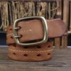 Men'S Leather Belt Copper Pin Buckle Thickened Edge Pressing Personality Fashion Versatile Young People Retro Trendy Outdoor Belt