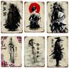 1pc Japanese Samurai Metal Aluminium Signs Wall Art Character Posters Decor Decorating Picture for Bar Living Room 8x12 Inc