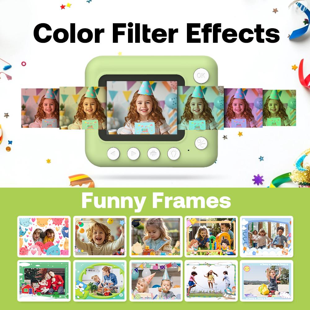 Детская камера мгновенной печати Детская камера 1080P Цифровая камера для детей 2,4-дюймовый IPS-экран 10-кратный зум