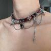 Cool Wrap Riveted Leather Collar Cropunk Metal Bracelet Love Girl Y2k Multilayer Necklace
