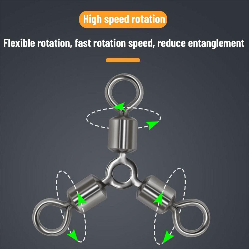 Hot High Quality Durable 3 way Bearing Fishing Rolling Swivels Connector Tackle Solid Rings