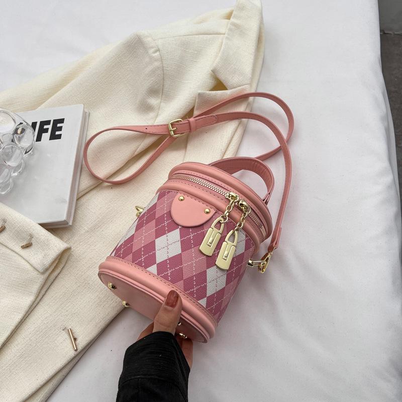 Сумка-цилиндр в форме ромба, женская переносная сумка-ведро, маленькая сумка, универсальная женская сумка через плечо, модная сумка Oblique Span