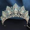 Royal Queen Opal Green Crown Big Diadem Bride Crowns for Women Tiaras Wedding Party Bridal Crown Hair Dress Jewelry Accessori