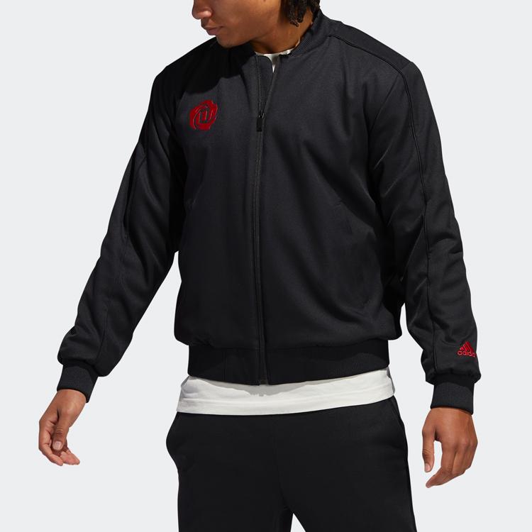 Adidas CNY Series Rose Jacket Back Print Slim Fit Basketball Sports Jacket Men Outerwear Black GH4993