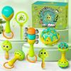 8/9pcs Colorful Cartoon Shape Sensory Toy Plastic Handbell Wave Drum Baby Rattle Toy  Newborn
