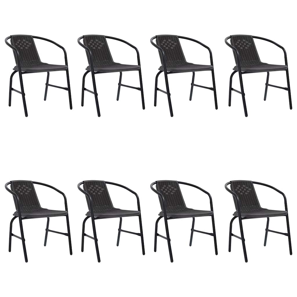 Garden Chairs 8 pcs Wicker Effect Plastic and Steel 110 kg Capacity
