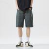 Men Shorts Elastic Waist Mid-rise Summer Casual Sport Shorts with Pockets Straight Wide Leg Denim Shorts