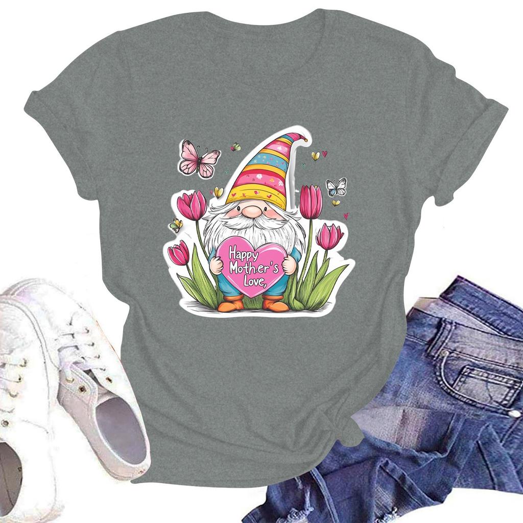 Женская повседневная футболка с круглым вырезом и короткими рукавами с принтом