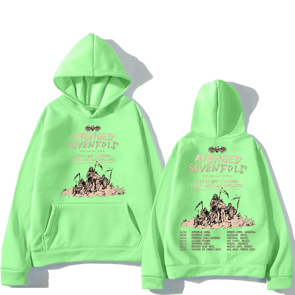 Худи Avenged Sevenfold Тур по Латинской Америке 2025 Толстовки Хип-хоп Новинка Одежда Женская/Мужская Свободный Пуловер