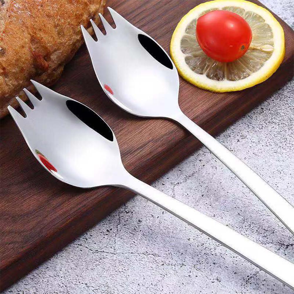 2 In 1 Stainless Steel Fork Spoon Spork Cutlery Set Kitchen Outdoor Utensil Tool