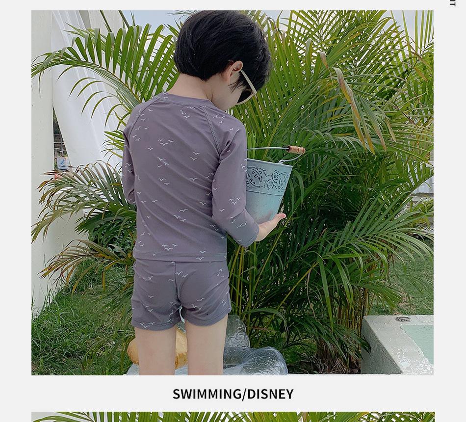 Серый быстросохнущий пляжный купальник в корейском стиле с чайкой для мальчиков