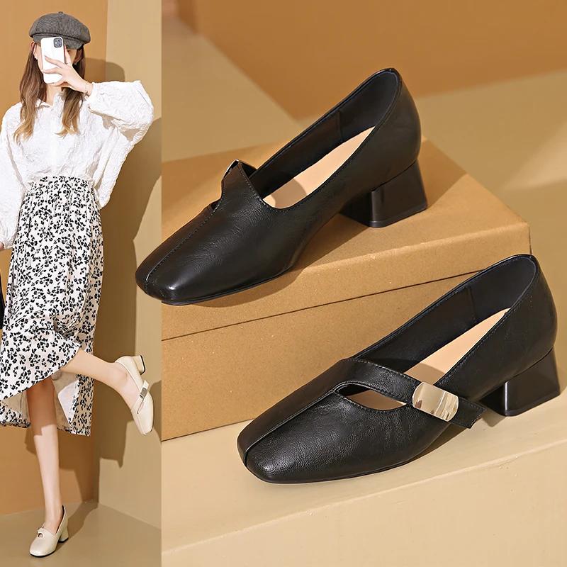 2024 Лидер продаж, универсальные женские туфли на высоком каблуке, осенние блестящие туфли на толстом каблуке, модные женские туфли, мокасины с квадратным носком