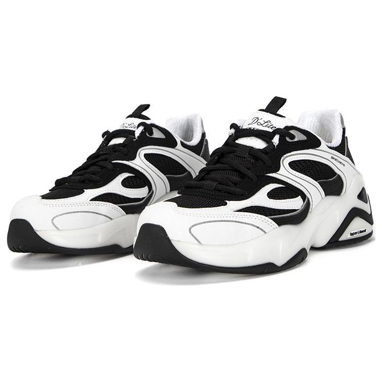 Skechers DLites Hyper Burst Ткань Синтетическая Кожа Кроссовки Panda Низкие Повседневные Кроссовки Женские Белый Черный 149983-WBK
