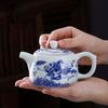 Синий и белый фарфоровый чайник Керамический чайник Чайник для приготовления чая Чайный сервиз кунг-фу Один горшок Чайная чашка - Чайный сервиз кунг-фу ручной работы для чая и кофе E