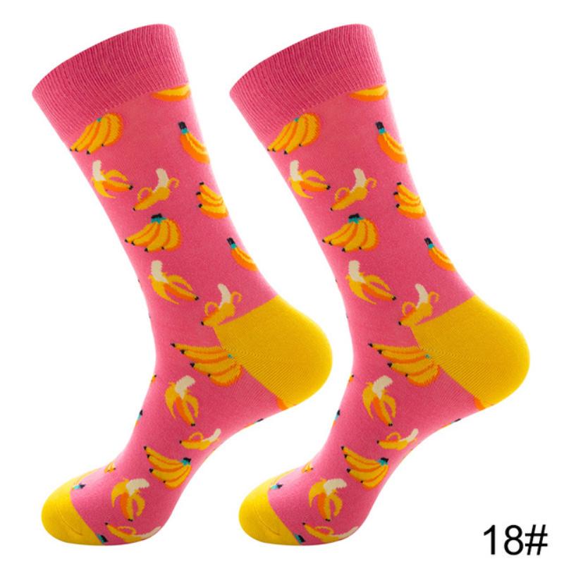Новые осенне-зимние хлопковые носки для мужчин и женщин, модные трендовые носки, крутые носки с рисунками животных и фруктов