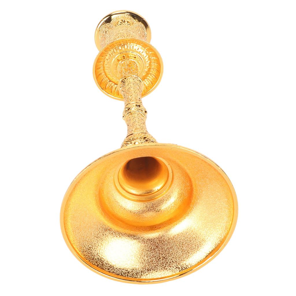 Gold Candlestick Holder Vintage Alloy Exquisite Carving Decor Metal Pillar Candlestick for Dining