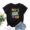 Летние женские футболки 90'SVIBE из хлопка с принтом, свободные, с круглым вырезом и короткими рукавами, женские
