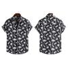 Turn-down Collar Short Sleeve Men Shirt Buttons Down Summer Coconut Tree Print Hawaiian Shirt for Travel