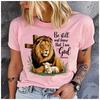 cotton100%  Raccoon Couple Print Casual TeeBe still and know that I am God Graphic T shirt Daily Outdoor Summer