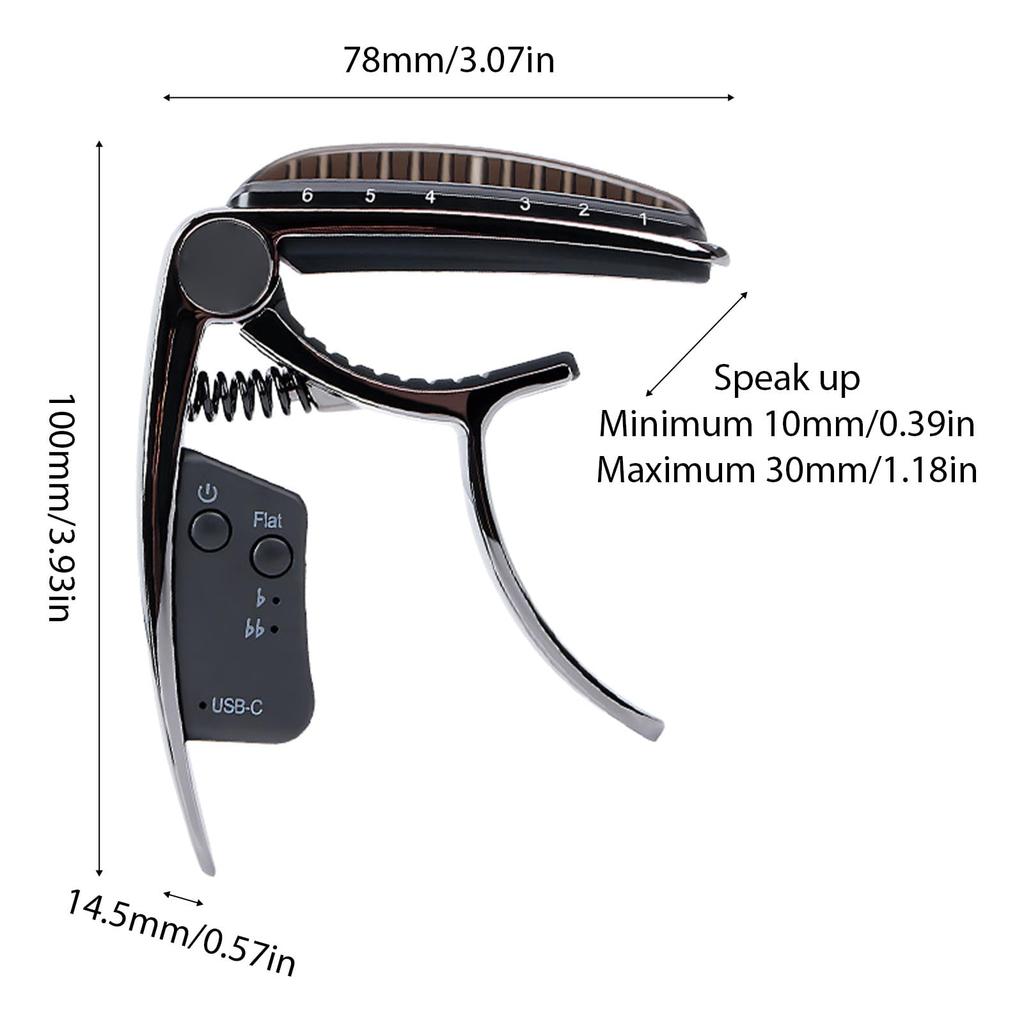 Luocute Guitar Capo Rechargeable Zinc Alloy with LED Precise and Accurate Tuning System with USB Rechargeable Battery for Acoustic Classical Bass