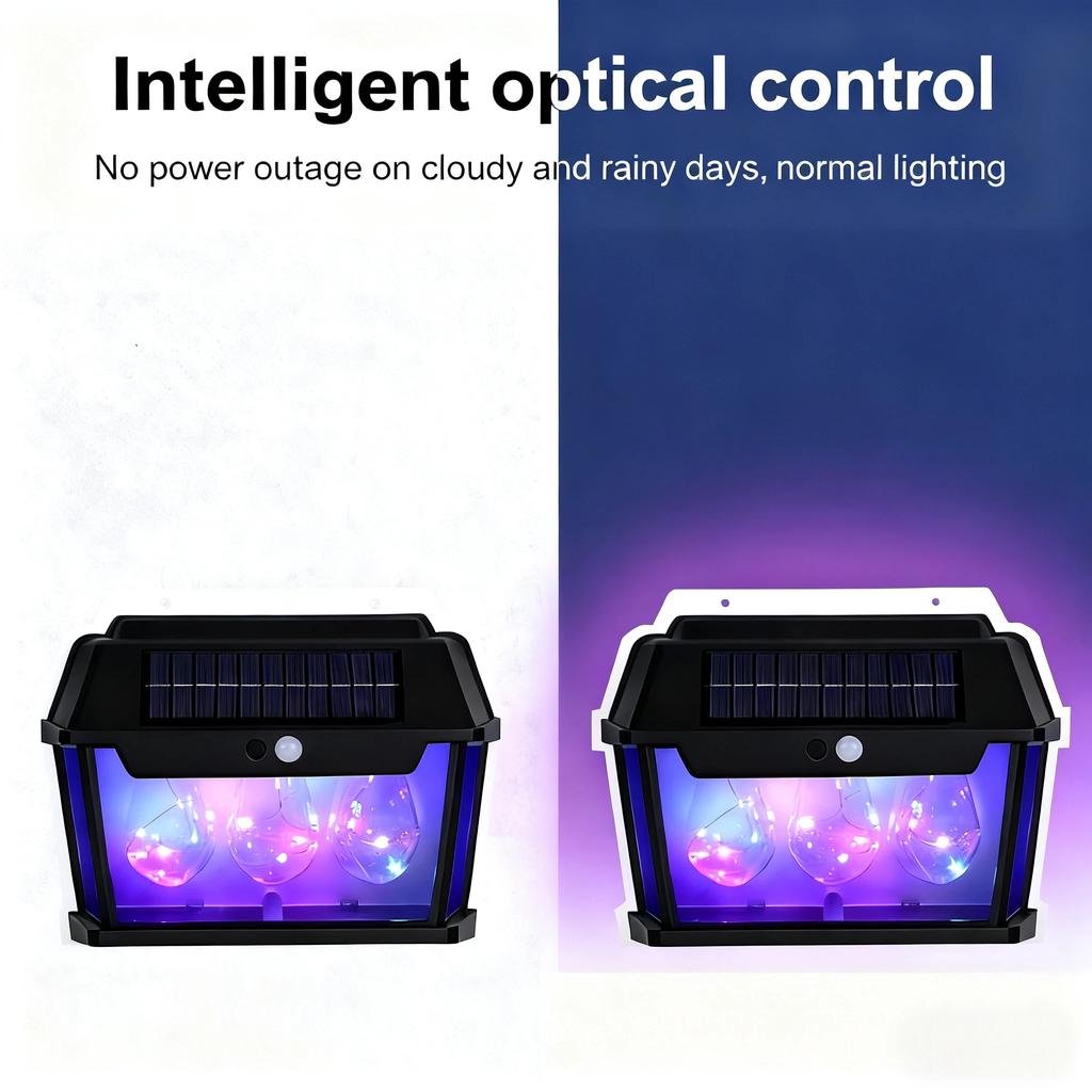 LED Solar Motion Sensor Lights Outdoor Solar Fence Lights with RGB Color Solar Powered Security Light Waterproof forOutside Yard