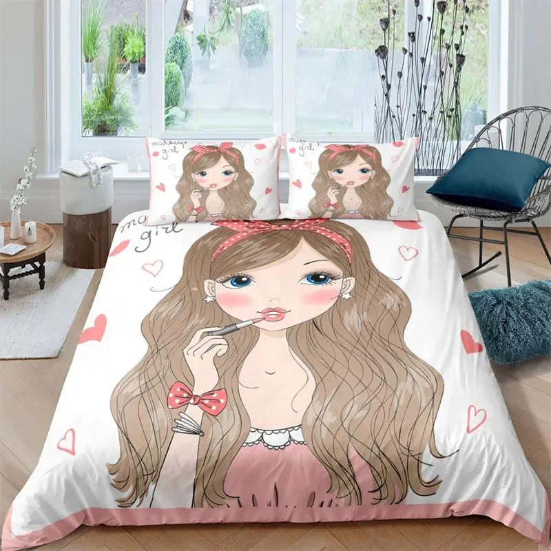 Музыкальная Девушка Современная Мода Девичий Удобный Пододеяльник Наволочка Постельный Комплект Детская Спальня Декор Домашний Текстиль