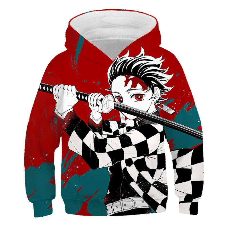 2025 Детские 3D Толстовки Demon Slayer Мода Осень Мальчики Толстовка Худи Манга Kimetsu No Yaiba Мальчики Девочки Джемперы 4-14 лет Одежда