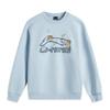 Li Ning Sports Fashion Series Loose Letter Print Round Neck Pullover Fleece Warm Dopamine Long Sleeve Sweatshirt Women Sweatshirt Cloud-Blue AWDUF90-4