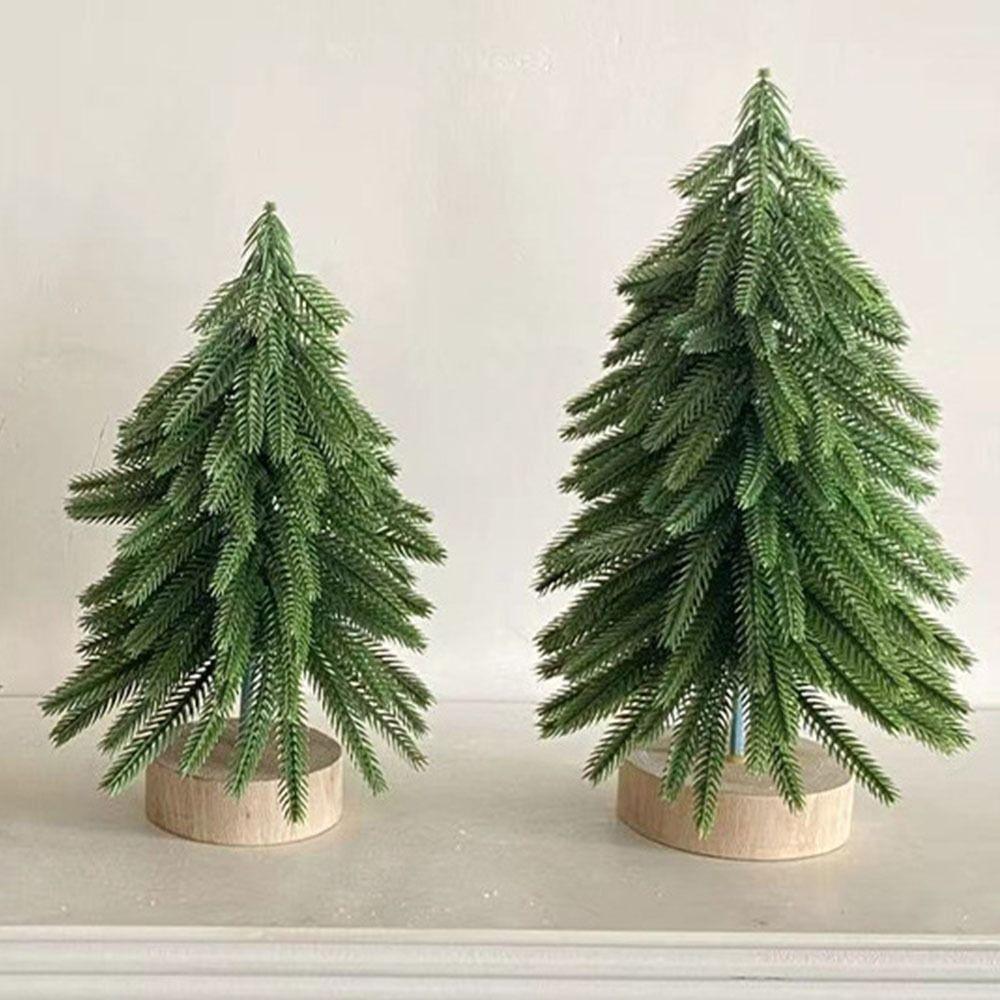 Флокированная кедровая елка ручной работы, стабильная мини-рождественская елка, креативная мини-снежная сосна, рождественская елка