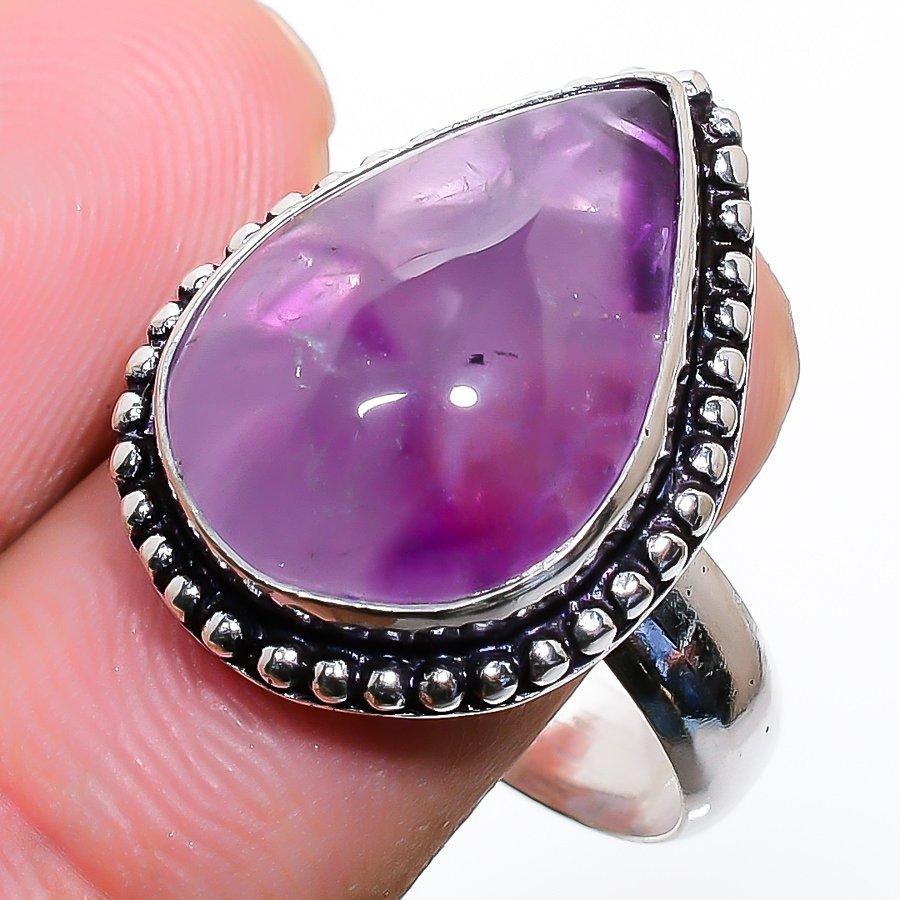 Кольцо из серебра 925 пробы с драгоценным камнем Sage Amethyst, размер 10