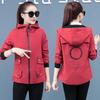 Women's Short Slim Jacket Hooded Large Size Jacket Zipper Casual Softshell Jacket