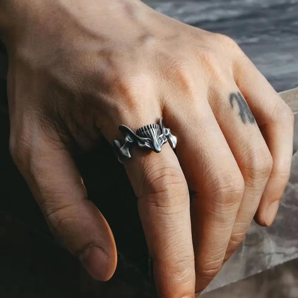 Skull Mask Ring Punk Alloy Opening Adjustable Men'S Ring