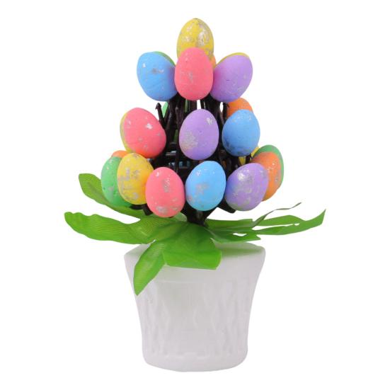 Yousheng Easter Egg Ornament Easter Egg Bonsai Tree Low Maintenance Artificial Eggs Plants Desktop Easter Decoration Multicolor Potted Easter Ornament