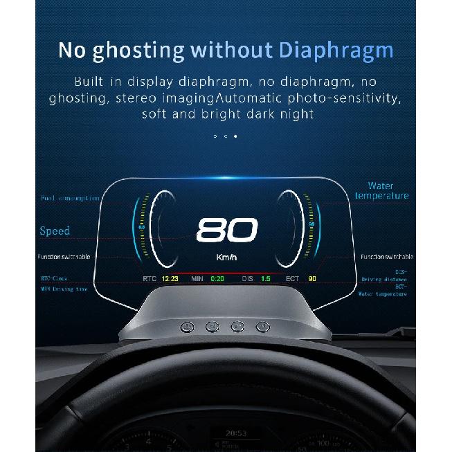C3 Навигационное зеркало HUD Автомобильный проектор на лобовое стекло с OBD2 HD GPS-навигацией Bluetooth Сигнализация