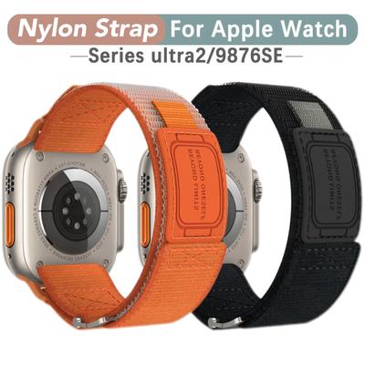 Спортивный нейлоновый ремешок для часов Apple Watch Ultra 2 49 мм SE 9 8 7 6 5 45 мм 44 мм 42 мм 41 мм 40 мм 38 мм сменный браслет