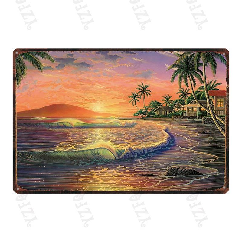Aloha  Vintage Tin Sign Metal Plates For Wall Art Retro Home Living Room Decor Poster 30X20CM DU-4007A