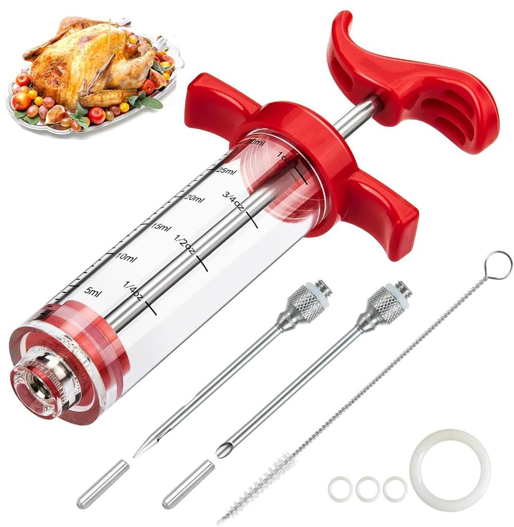 Meat Injector Syringe With Marinade Injector Needles for BBQ Grill Turkey Injector Kit Marinade Flavor Injector Home Outdoor