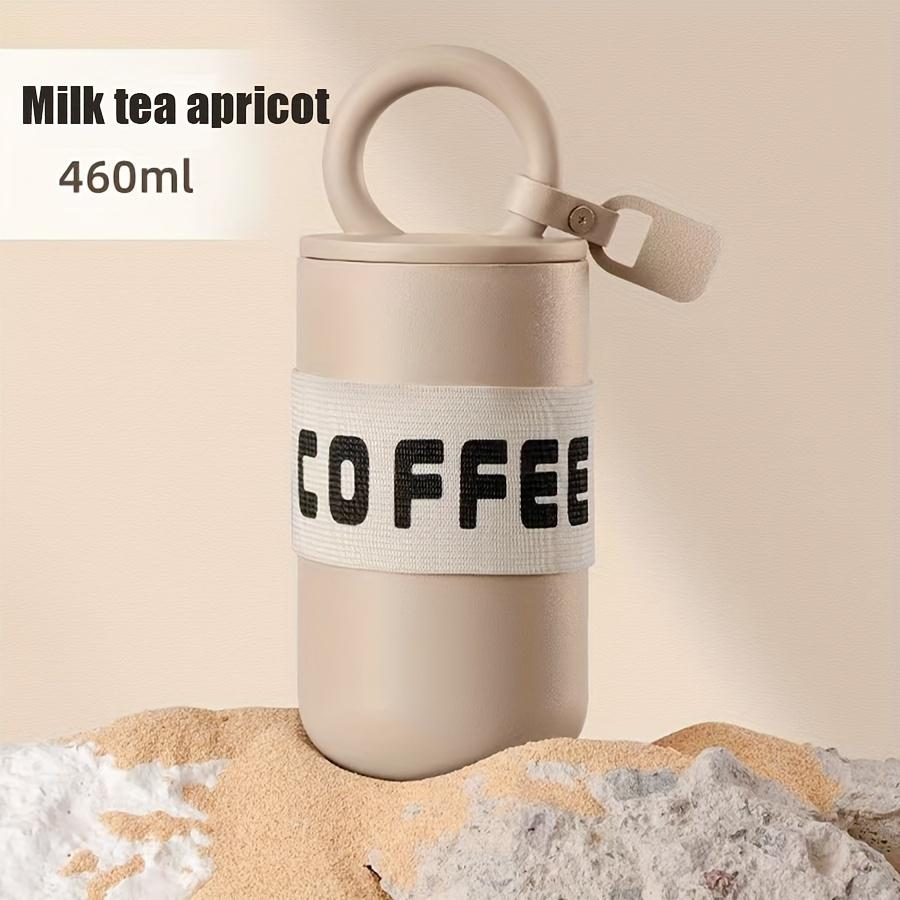 Кофейная чашка из нержавеющей стали, портативный изолированный чайник с ремнем для переноски - подходит для кемпинга на открытом воздухе, езды на велосипеде, спорта и фитнеса