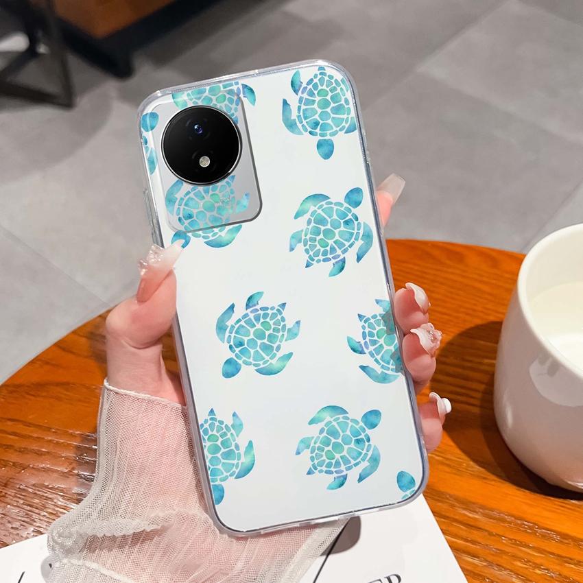 Для Vivo Y02 Y02A Y02S Y10 Y11 Y12 Y12a Y13 Y15 Y15a Y16 Y17 Y19 Прозрачный ТПУ чехол с рисунком океанического кита, противоударная задняя крышка для Vivo, силиконовый чехол для телефона